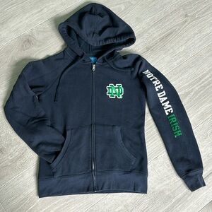 Woman’s Champion Notre Dame Irish Full Zip Hoodie Sweatshirt Navy size XS
